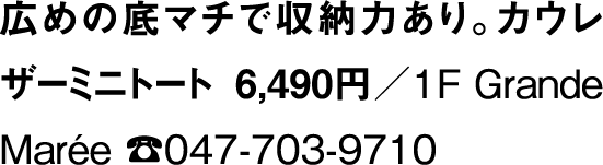 広めの底マチで収納力あり